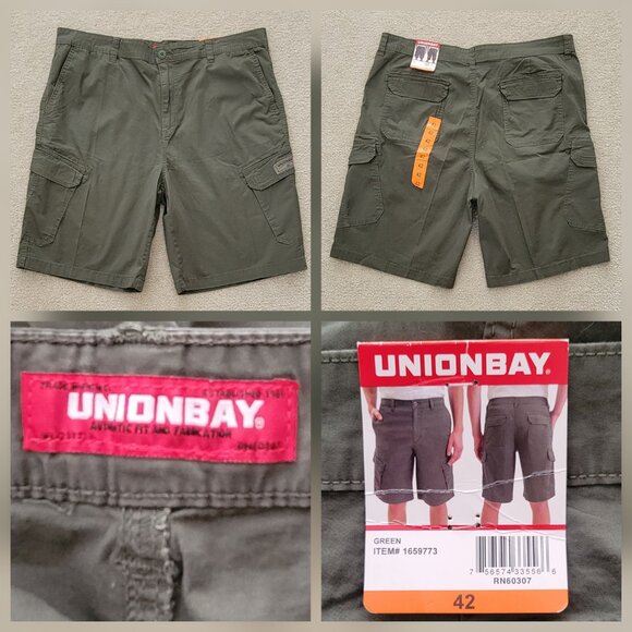 Union Bay Army Green Cargo Utility Shorts Men's Size 42 NEW NWT - Picture 7 of 11